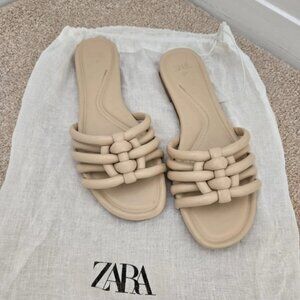 Ladies zara sandals open toe slider flip flop size 4
